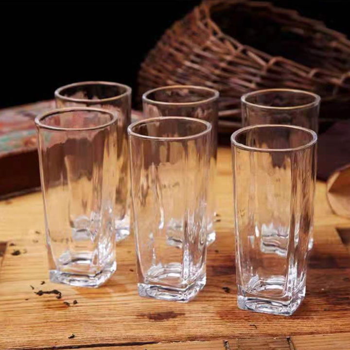 6Pcs%20Water%20Glasses%20Square%20Base%20Drinking%20Glass%20Set%20(Red%20Cherry)%20-%20Image%202
