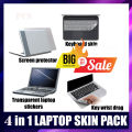 15.6" High Quality 4 in 1 Laptop Skin Protector 15.6 inch sticker pack 15 inch 15" laptop 4 in 1 pack 4 in 1 skin pack laptop protector. 