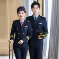 Aviation School Pilot Plane Long Air Less Business Suit Autumn and Winter Male and Female Band Overalls Stewardess Uniform. 