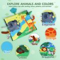 Baby Book Soft Cloth Books, Touch and Feel Crinkle Book for Toddler with Animal Tail Interactive Educational Teething Toy Gift, Infant Books Sensory Baby Book, Newborn Book 6-12 Month. 