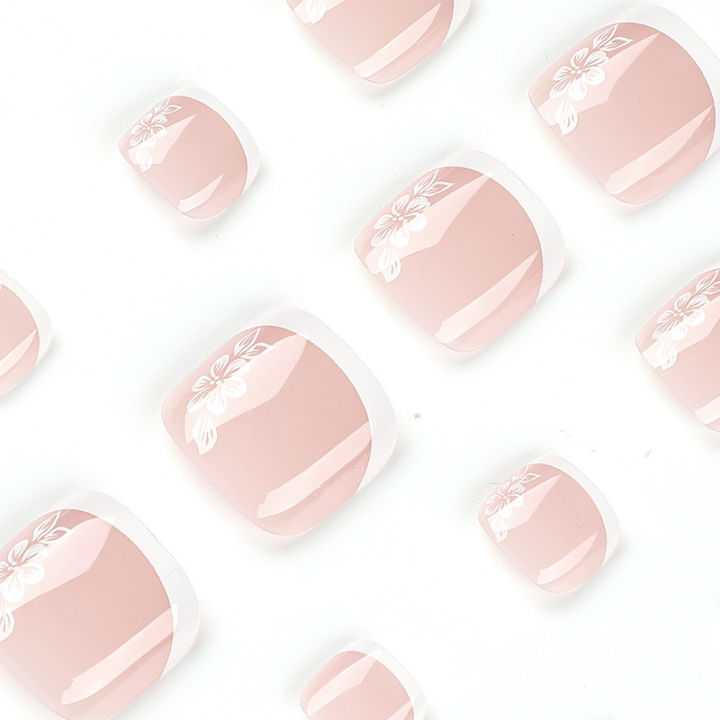 Toe%20Nails%20Set%20French%20Press%20on%20Foot%20Tips%20Nail%20Tips%20with%20Designs%20Reusable%20Artificial%20False%20Stick-on%20Nails%20Art%2024pcs%20-%20Image%202