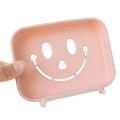 Soap Holder Hollow Smile Face Thicken PP Self-Adhesive Wall Mounted Self Draining Soap Holder for Bathroom. 