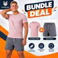 Men's 2-Piece Casual Summer Combo Pack Crew Neck Tee (S) + Elastic Waist Shorts (S). 