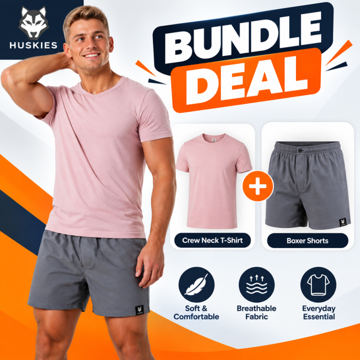 Men's 2-Piece Casual Summer Combo Pack Crew Neck Tee (S) + Elastic Waist Shorts (S)