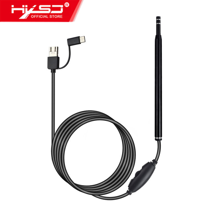 HXSJ 3-in-1 Visual Earpick Otoscope Endoscope with 5.5mm Camrea Lens Ear Cleaning Tool Built-in 6 Adjustable Led Lights
