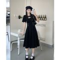 Pure Desire Style Stitching Hollow Dress Summer Large SizeinsTrendy Sweet Girl Zipper Waist Slimming Long Skirt. 