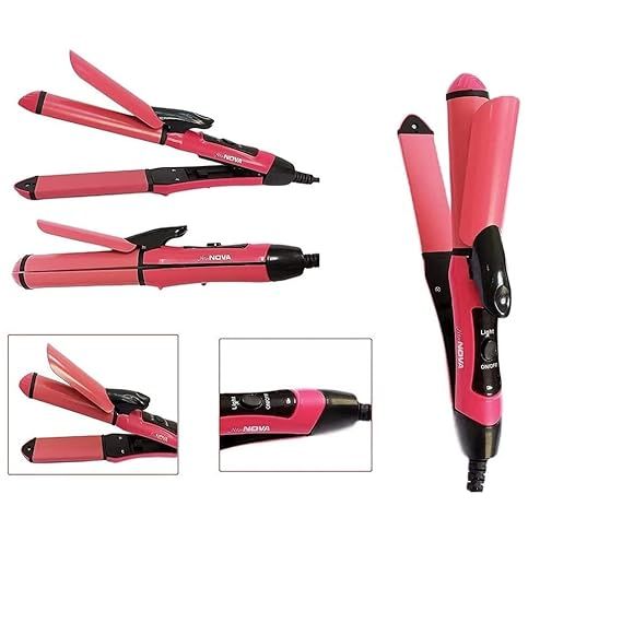 Professional Nova NHC-2009 2-in-1 Hair Styling Tool for Women - Advanced Hair Straightener and Curler with Quick Heat-Up for Salon-Quality Results