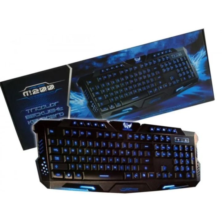 Gaming Keyboard M200 LED Wired USB Illuminated Cool Ergonomic PC Gaming Keyboard Adjustable 3 Color LED Backlight Backlit Keyboard