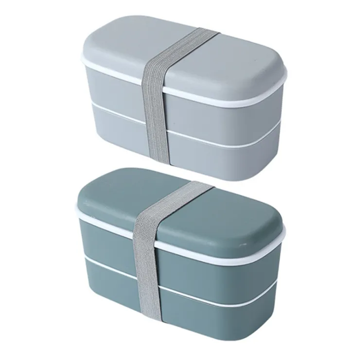 2set%20Microwavable%202%20Layer%20Lunch%20Box%20with%20Compartments%20Leakproof%20Bento%20Box%20Food%20Container%20Lunch%20Box%20Gray%20&%20Green%20-%20Image%202