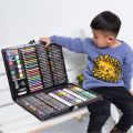 150 Piece Deluxe Art Set Drawing Set for Kids Crafts Kit Box Gift Art Supplies for Drawing, Painting and More Black. 