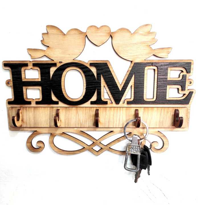 Wooden Bird Design Wall Mounted Key Holder