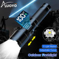 Auoyo Flashlight Outdoor Flashlight LED Powerful Flashlight Torch Light Telescopic Focus Flashlight Strong Light Rechargeable Zoom Outdoor 5 Light Modes Strong Bright Portable Hiking Hunting Camping Flashlight. 