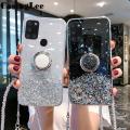 Casinglee for Samsung Galaxy A21S case Shiny Ring Glitter Soft Transparent Holder Stand Back cover with String for Samsung A21S Phone cases cover Stars Moon Girls. 