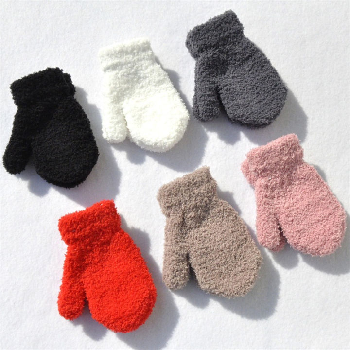 Outdoor Wind Protection And WarmthWarm Plush Thick Warm Baby Gloves Mittens