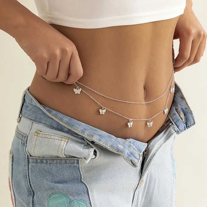 Double%20Thin%20Chain%20Women's%20Waist%20Chain%20Charming%20Butterfly%20Stainless%20Steel%20Belly%20Chain%20Summer%20Beach%20Bikini%20Body%20Jewelry%20-%20Image%205