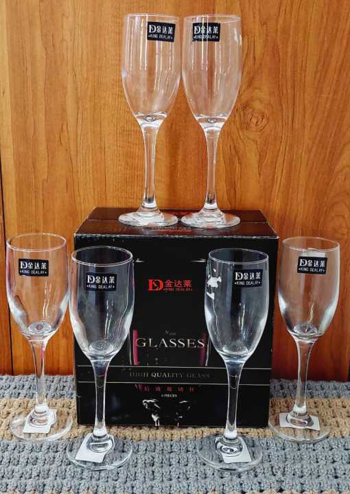 King Dealay Wine Glass Set 6Pcs 120ml L15 Champagne Drinking Glass Hotel & Home Glassware