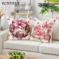 Christmas Pillowcase Vibrant Color Soft Linen Christmas Pillow Cover Fade-resistant Square Cushion for Sofa Hidden Zipper Closure Southeast Asian Buyers' Choice Durable Linen Pillowcase. 