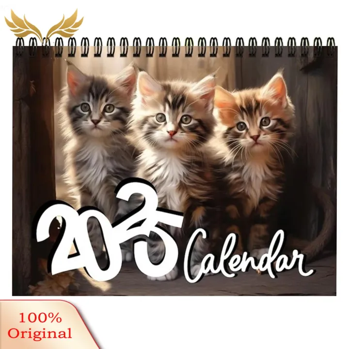 SuperRide Practical Cat Illustration Calendar 2025 Cute Cat Calendar for Home Office Organization Cat Illustrations Planner for Time Management Buyer's Favorite High-quality Thick Paper Calendar