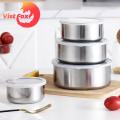 Durable Food Storage Container 5pcs Stainless Steel Food Storage Bowl Set for Home Kitchen Restaurant. 