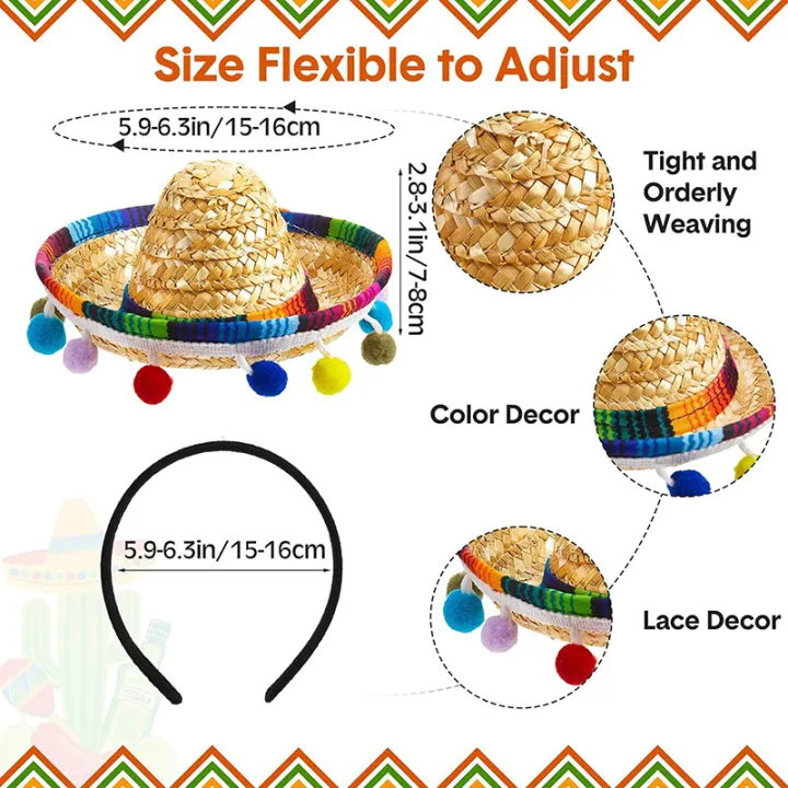Kids%20Funny%20Hats%20Hairball%20Headdress%20Mexican%20Mini%20Hat%20Sombrero%20Hat%20With%20Headband%20Adult%20Pet%20Birthday%20Party%20Decoration%20Accessories%20-%20Image%202
