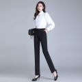 Work Pants Female Office Worker Formal Wear Professional Work Pants Straight High Waist Slim Fit Slimming Draped Suit Pants Female. 