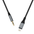 DUDAO L11Pro - Lightning to 3.5mm Audio cable for i Phones webcast, 1 meter, Aluminum Alloy + Braided Jacket, ISO9001, UKAS. 