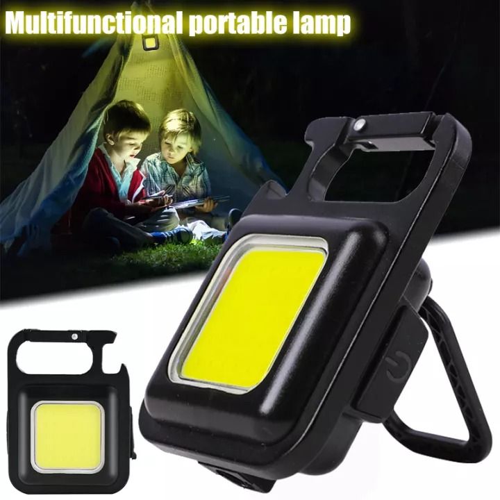 Mini COB LED Flashlight Portable Work Light Rechargeable Pocket Keychains