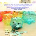 Cartoon Pig bank Transparent Piggy Bank money coin collector. 