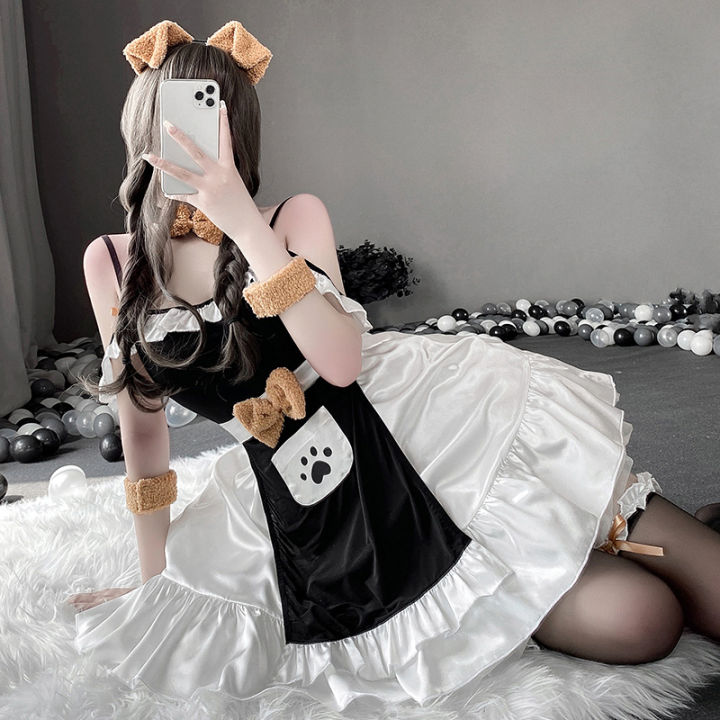 Hot%20French%20Maid%20Cosplay%20Costume%20Women%20Servant%20Girl%20Uniform%20Lolita%20Dress%20Lingerie%20Outfit%20Animal%20Dog%20Role%20Play%20Clothes%20-%20Image%203