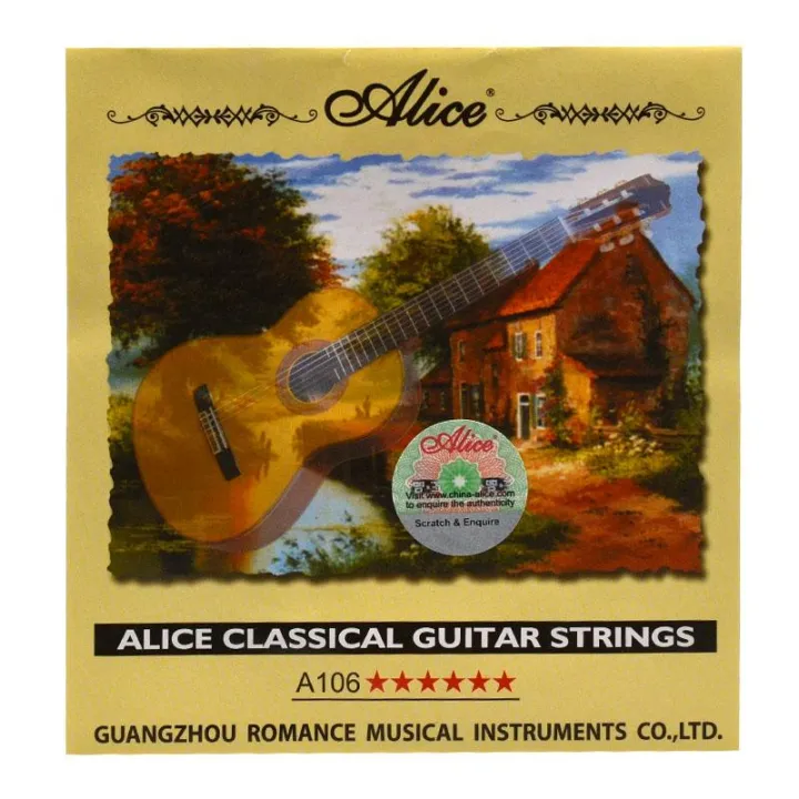 Alice A106 Classical Guitar Strings set .0285-.044 Hard Tension Nylon Core for Beginner