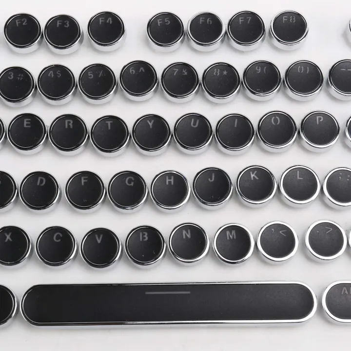 104-Key Retro Round Keycaps DIY for Backlit Mechanical Keyboard Black ...