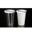 Disposable Plastic Cups Juice Cup 200ml White/ Clear With Lid. 