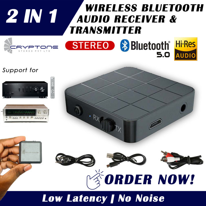 CRYPTONE KN321 Bluetooth 5.0 Receiver Adapter with RCA Cables for Hi-Fi Audio Systems