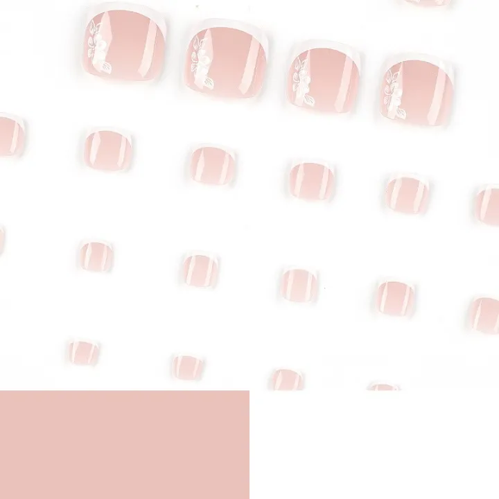 Toe%20Nails%20Set%20French%20Press%20on%20Foot%20Tips%20Nail%20Tips%20with%20Designs%20Summer%20Reusable%20Artificial%20False%20Stick-on%20Nails%20Art%2024pcs%20-%20Image%204