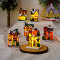 Christmas LED Light Ornaments Resin Mini House Miniature Village Building Xmas Glow Decor Gift Christmas Decoration Navidad Noel. 