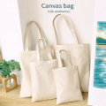 White Canvas Shopping Bags Eco Reusable Foldable Shoulder Bag Large Handbag Fabric Cotton Tote Bag for Women Shopping Bags. 