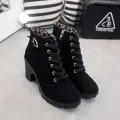 Korean Style High Heel Ankle Boots for Women | Autumn & Winter Martin Boots with Zipper. 