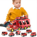 KOKKO Fire Truck Toy For Kids Engineering Car Model With Lights Music Storage Transport Vehicle For Boys Birthday Christmas Gifts. 
