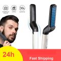 Beard Straightener For Men Heating Comb Hair Straightener Quick Beard Comb Straight Curling Electric Hot Beard Styling Brush. 