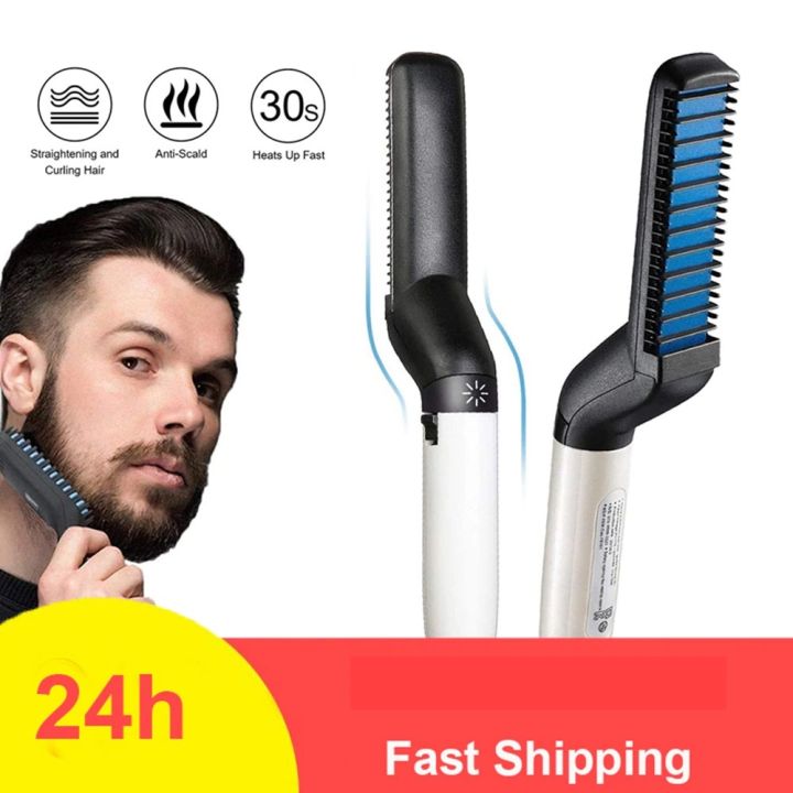 Beard Straightener For Men Heating Comb Hair Straightener Quick Beard Comb Straight Curling Electric Hot Beard Styling Brush Daraz.lk