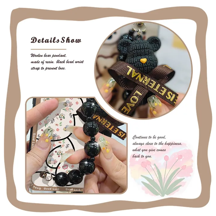 silicone%20Cartoon%20Phone%20Case%20For%20Nokia%20G42%205G%20Waterproof%20Bear%20bracelet%20cute%20Black%20pearl%20pendant%20Dirt-resistant%20Simplicity%20-%20Image%202