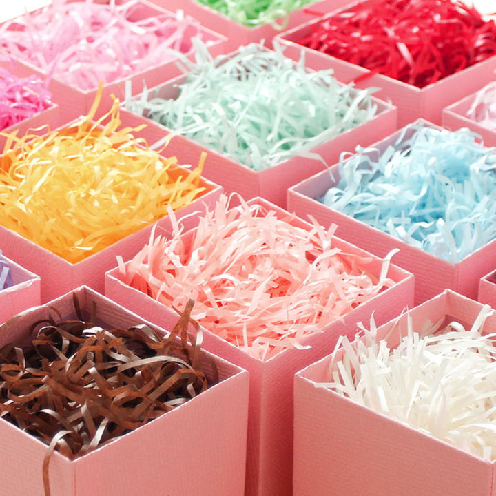 【HOT】 10G Colorful Shredded Paper Filler Wedding Party Crinkle Cut Paper Shred Packaging Gift Filler Birthday Box Decoration Raffia