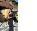SANGANEE FASHION Womens Georgette Plain Ready To Wear Saree Solid sari With Unstitch Blouse Piece BLACK (FROM INDIA). 