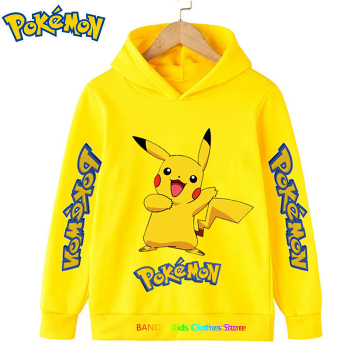 Hot 3-12 years old kids Hoodie Fashion Cartoon print Pokemon Baby Clothing Sweatshirt Children top Girls clothing