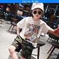 ﹍☋  Baju Tshirt Budak Lelaki Tops Children's Trendy Bear Short-sleeved Boys Middle Big Kids T-shirt Summer New Style Hong Kong Short Sleeve T Shirt Kids Clothes. 