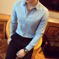 High Quality Men's Casual Solid Color Korean Slim Fit Business Long Sleeve Shirt Men's Fashion. 