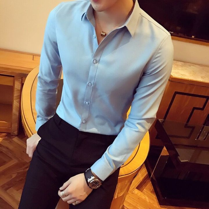 High%20Quality%20Men's%20Casual%20Solid%20Color%20Korean%20Slim%20Fit%20Business%20Long%20Sleeve%20Shirt%20Men's%20Fashion%20-%20Image%207