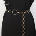 Metal Polygon Geometry Belts for Women Dress Waist Chain Gold Silver Color Female Simple Elegant Style Chain Belt. 