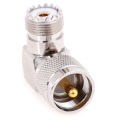 UHF SO-239 Female to UHF PL-259 Male Right Angle 90 Degree RF Connector. 
