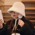 2023 New Korean Ear Protection Bucket Hats Women Autumn and Winter Travel Versatile Warm Hat Retro Solid Color Plush Men's Caps. 